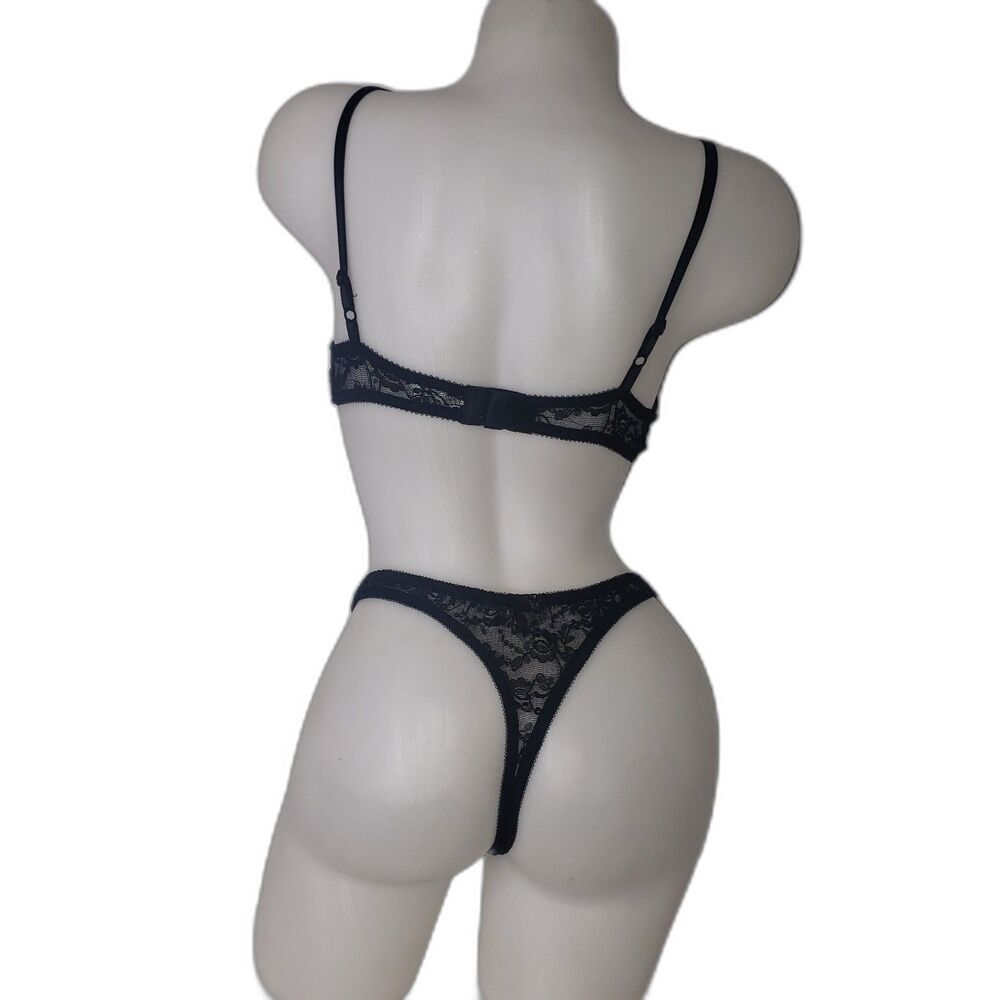 Vintage 90s Adrianna Papell Silk Leopard Underwire Bra and Thong Set Size 34C M - Picture 2 of 10